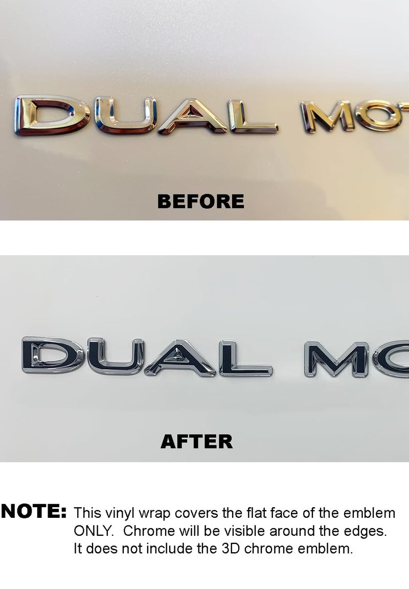 Custom Cut Graphics Dual Motor Badge Wrap for Tesla Model 3/S/X/Y, 2-pc Set (Matte Black) - Image 1
